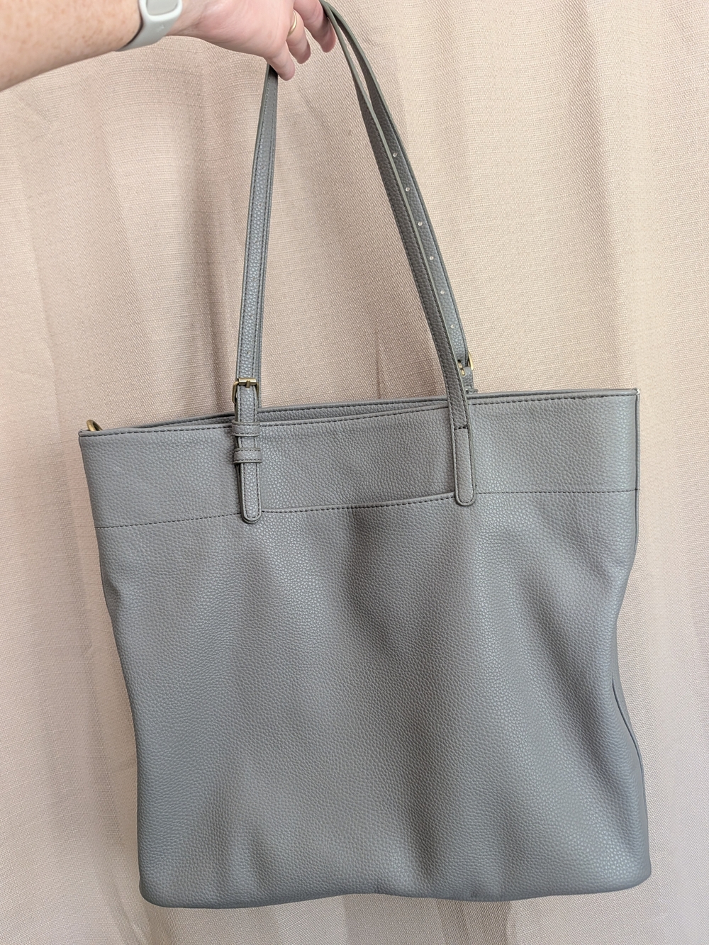 Fossil Gray Pebbled Leather Tote